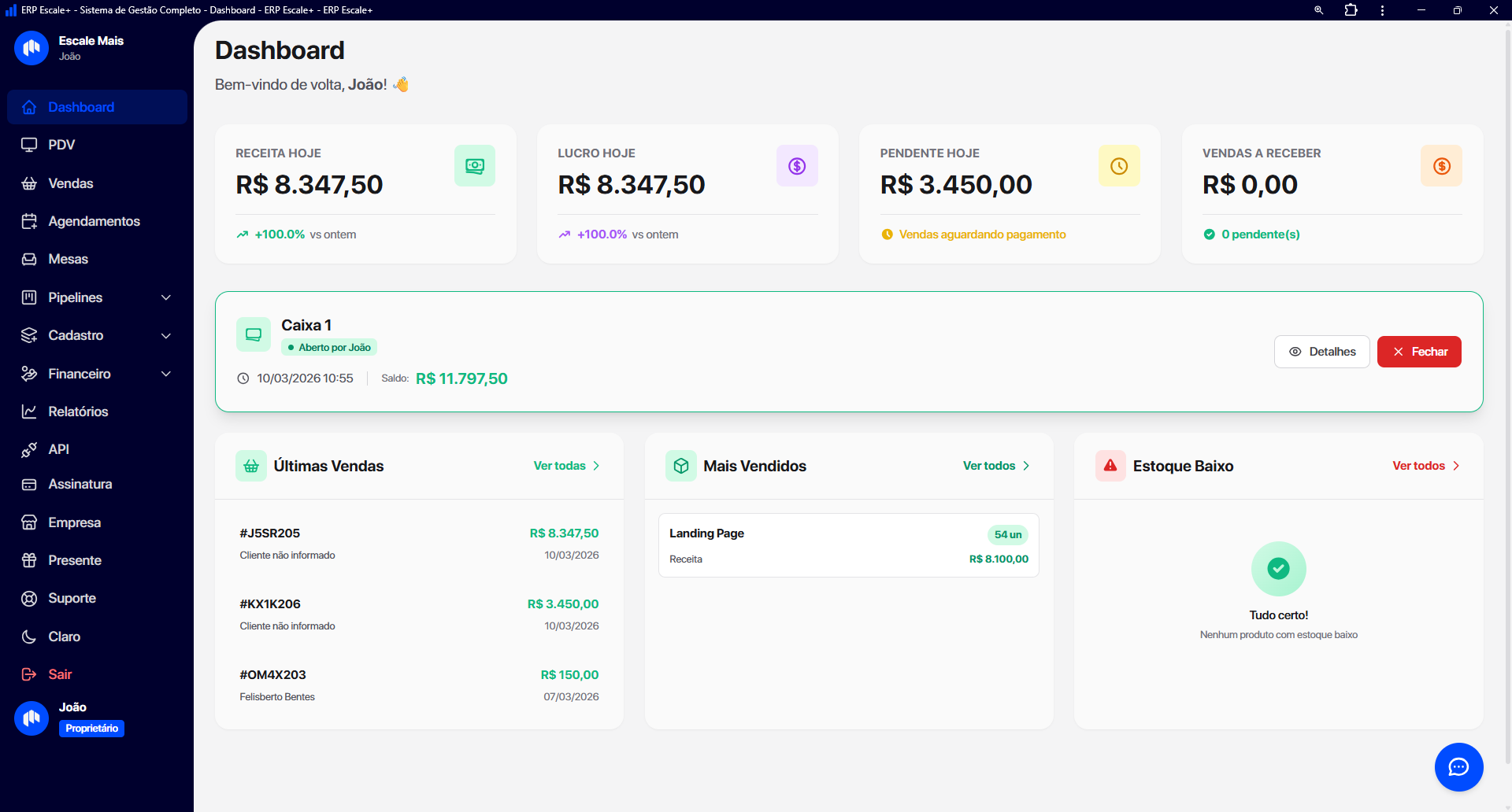 Preview de ERP Escale+